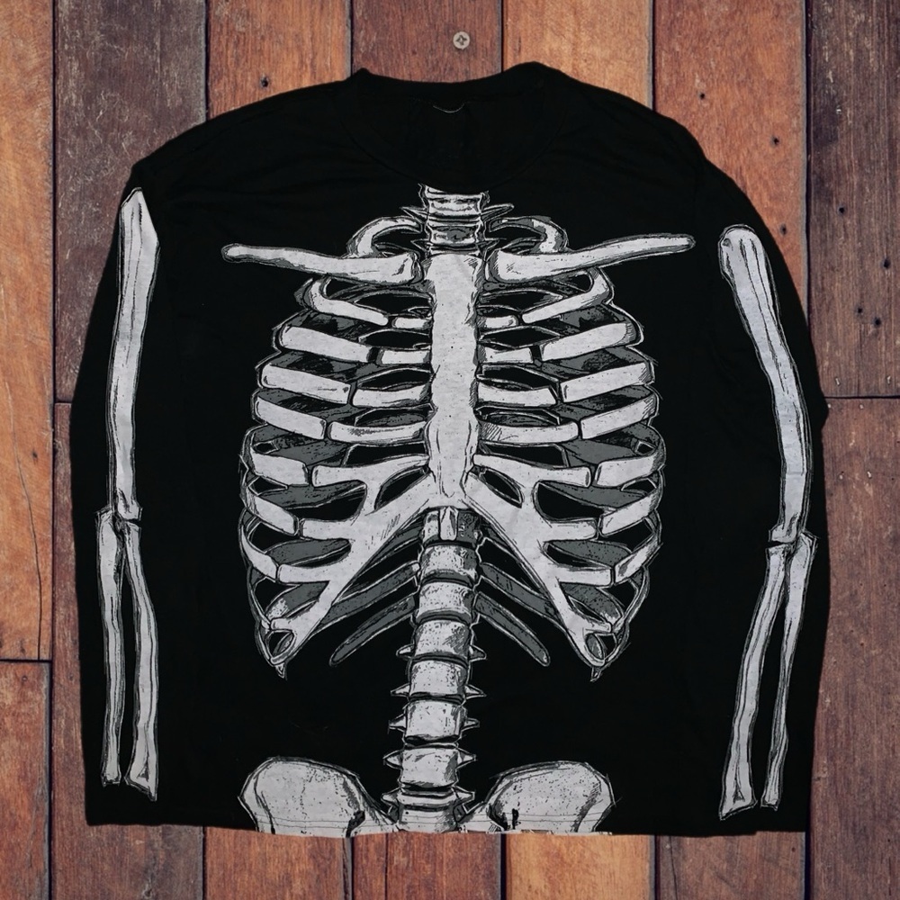 Y2K Grunge Skeleton Graphic Shirt - Picture 1 of 4